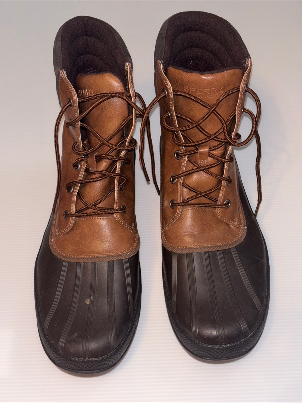 Sperry Topsider Brown Leather and Rubber Duck Rain Boots